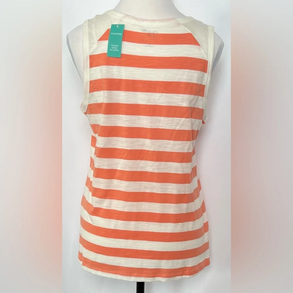 NWT Maurices‎ 24/7 Striped High Neck Tank Top White and Coral Stripes Size M - Picture 3 of 7